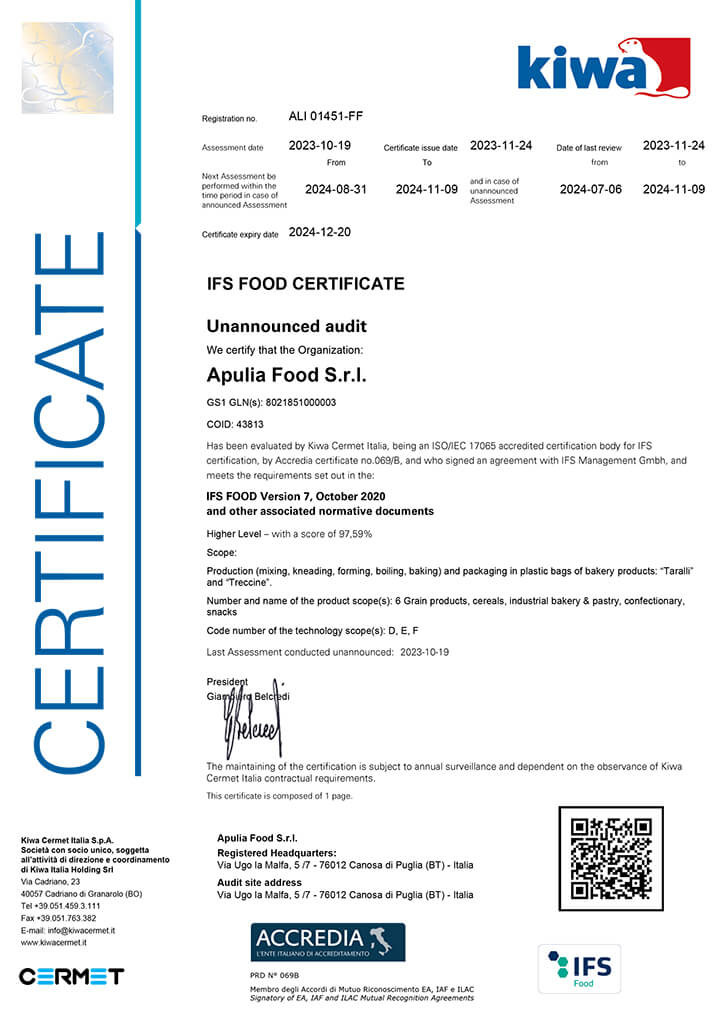 Certificato-IFS-Apulia